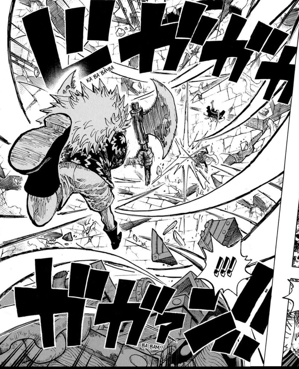 TheWillOfMarco's tweet photo. #ONEPIECE1190 

LEFT IMAGE:
 
The technique Gaban used against Luffy and Zoro is called "Yasotakeru" (八十梟帥). The Kanji "八十" means "80" and "梟帥" (Takeru) is an archaic term referring to the leader of a fearless tribe,

RIGHT IMAGE:

The technique Gaban used against Imu is "Yachitakeru" (八千梟帥). The Kanji "八千" means "8000."

Based on math alone, the technique he used against Imu is 100x stronger than the one he used against Luffy and Zoro. 

This reminds me of that one Q&A from SBS Volume 82: 

Reader: I feel like One Piece has tons of characters that are old dudes, but is that just because it can't be helped due to the nature of its story? Or is it because you have the "I'll die if I don't draw old dudes" disease? 

Oda: I love me some old dudes! I feel like age adds a new sense of depth to characters, both male and female. One Piece has tons of really interesting old people! But in the real world, age tends bring people down to a weaker state... and I've always disliked how there are some young people out there who just can't have a little respect for these aged individuals because of this. So with One Piece, I've brought to life one of my countless fantasies: which is for there to be super cool old people who've maintained their strength throughout the years. One day, you also will grow old. It'd be great if all of you could remain just as strong as the One Piece oldies are!

Never underestimate aged characters in One Piece!!!