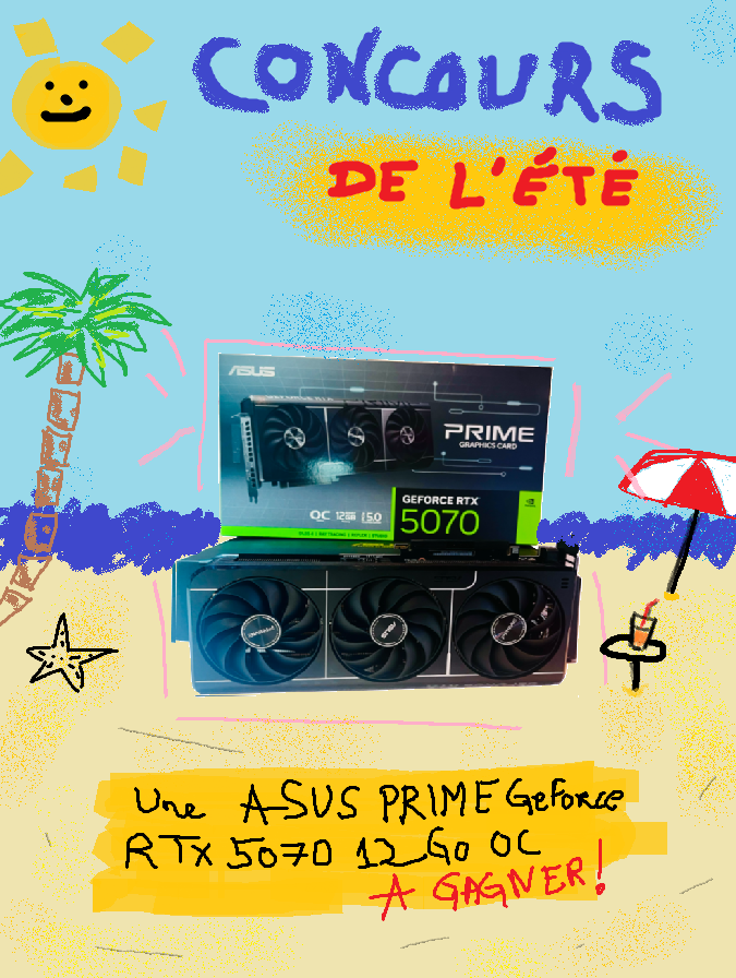 LDLC's tweet photo. 🎁CONCOURS DE L'ETE 🎁

Le CM part en vacances et il a décidé de vous régaler.

Pour bien préparer la rentrée, quoi de mieux qu'une magnifique carte @AsusFrance PRIME GeForce RTX 5070 12GB GDDR7 OC Edition !☀️

Pour participer :
1️⃣ Suivez @ldlc
2️⃣ Retweetez ce post

Tirage au sort à partir du 24 août !

La carte est ici 👉 https://t.co/3lt5QcT8oE

SPOIL : le graphiste est déjà en vacances !