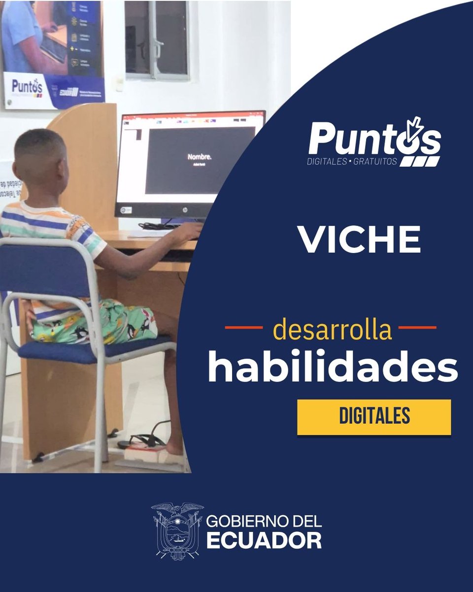 PDGViche's tweet photo. En el Punto Digitale Gratuito Viche encuentras:
📷 Internet gratuito de alta velocidad.
📷 Equipos de cómputo a tu disposición.
📷 Capacitaciones y cursos para potenciar tus habilidades.
📷 Tareas académicas. https://t.co/ojeLWV5U3i