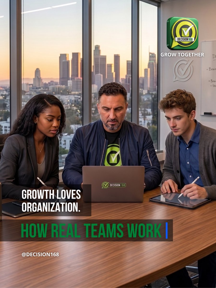 decision168's tweet photo. Growth loves organization. Give it a home. #HowRealTeamsWork.
Try #DECISION168 Free Today
https://t.co/rKQEBf1TvG
#HowRealTeamsWork #BusinessGrowth #Teamwork #CompanyCulture https://t.co/Ayu6XLsWrt