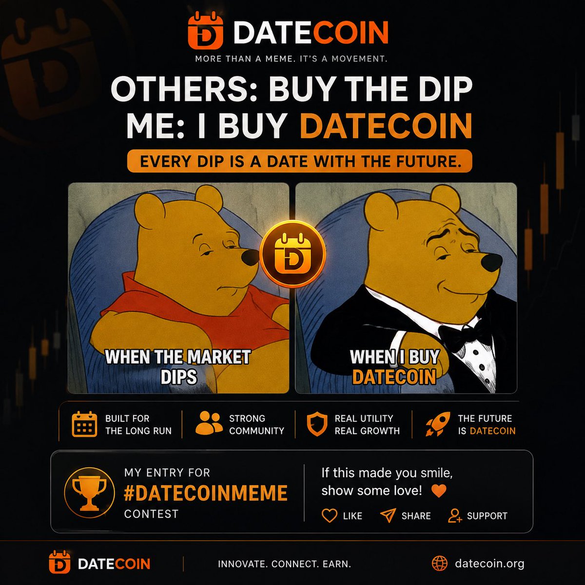 BigDealer101's tweet photo. When everyone says, “Buy the dip,” DATECOIN holders are already turning every dip into an opportunity. 😂📈

Some chase trends. We build conviction. 🚀

If it made you smile, a like, repost, and your support would mean a lot. ❤️

#DATECOINMEME #DATECOIN #Crypto #Web3 #Memes https://t.co/wsQm0PagLp