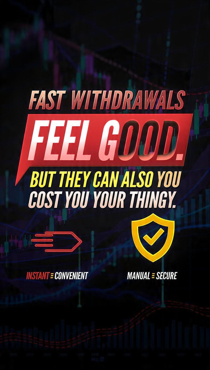 Markettruthbyab's tweet photo. Fast withdrawals feel good. But they can cost you everything.

Some brokers pay in minutes. Automated, no checks.  
Others delay for manual verification. 

Fast = Convenient but risky if hacked.  
Slow = Safer for big accounts

Security > Speed.  
https://t.co/lgIwzSjYWM https://t.co/RiD9d0PufW