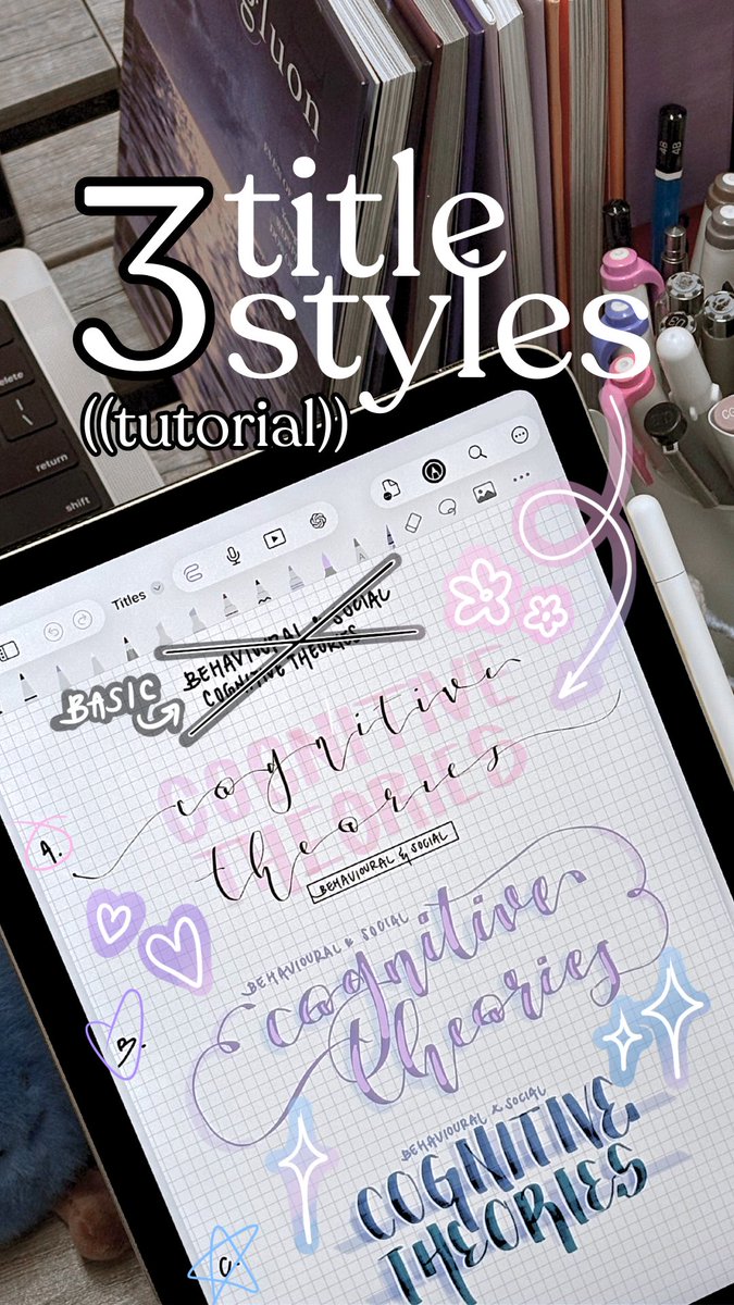 notesplus_app's tweet photo. a quick notes+ handwriting tutorial ✍️ steal these 3 title styles! (pause to read pen settings)
#notesplus #studytwt #handwritingfont #digitalnotes #ipadnotes https://t.co/NWKGA4SPnx