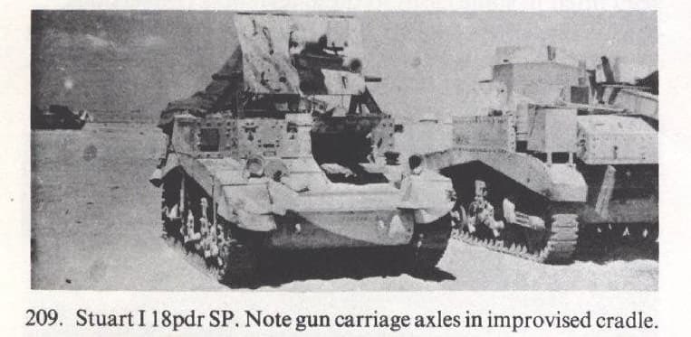 KrypTanko's tweet photo. Today’s “Odd Tank” is the 🇬🇧British ‘Stuart I 18-Pounder’

This field modification of the Stuart light tank took place early in WW2. The tank’s turret had been damaged so a QF 18-pounder Field Gun was welded to the hull and the light tank was turned into a self propelled gun. https://t.co/uEZ5HRflmt