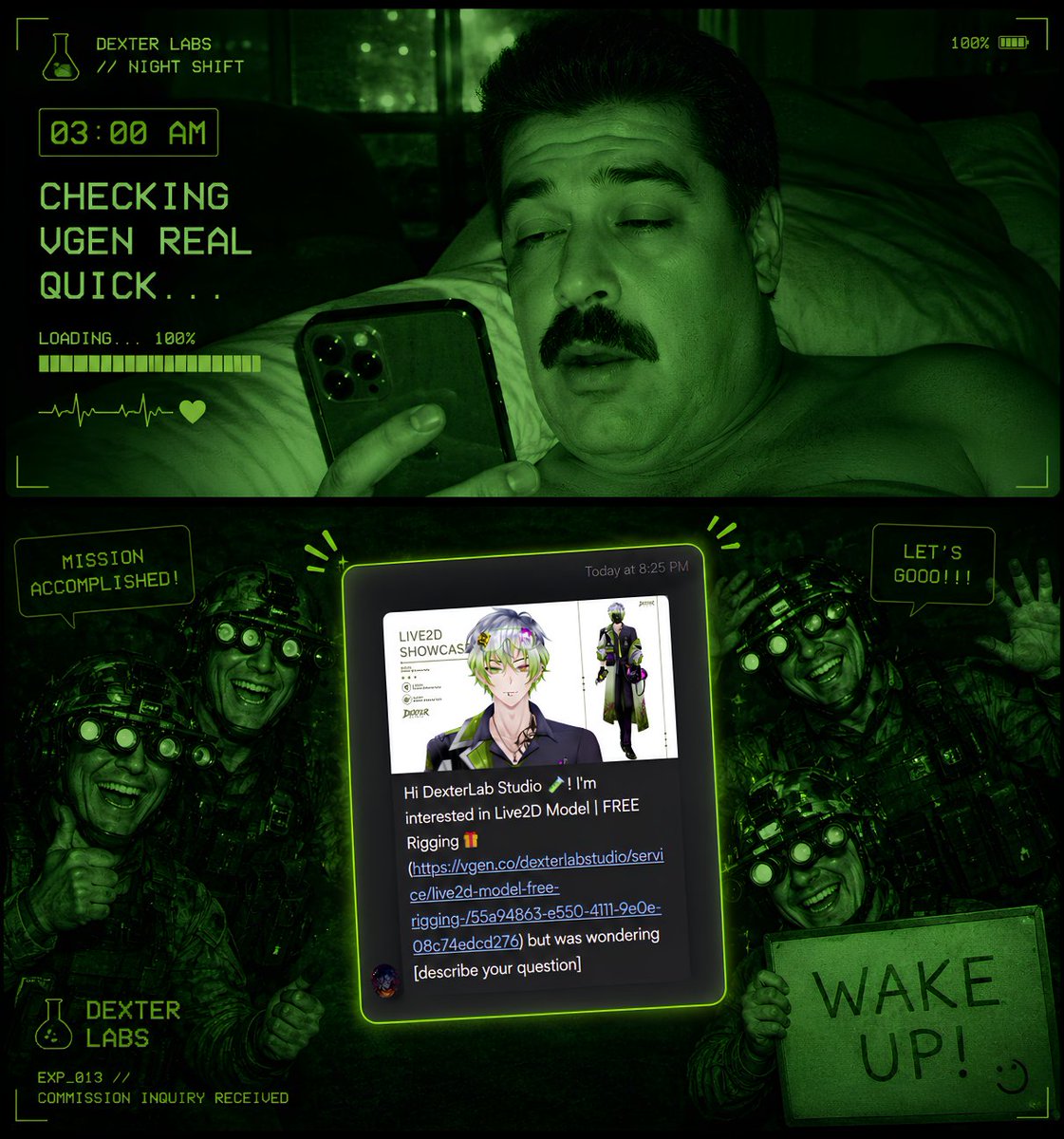 dexterlabstudio's tweet photo. POV:  You wake up and see this notification... 🥹💚

#VGenComms #Live2D https://t.co/hoH4HSKmFr