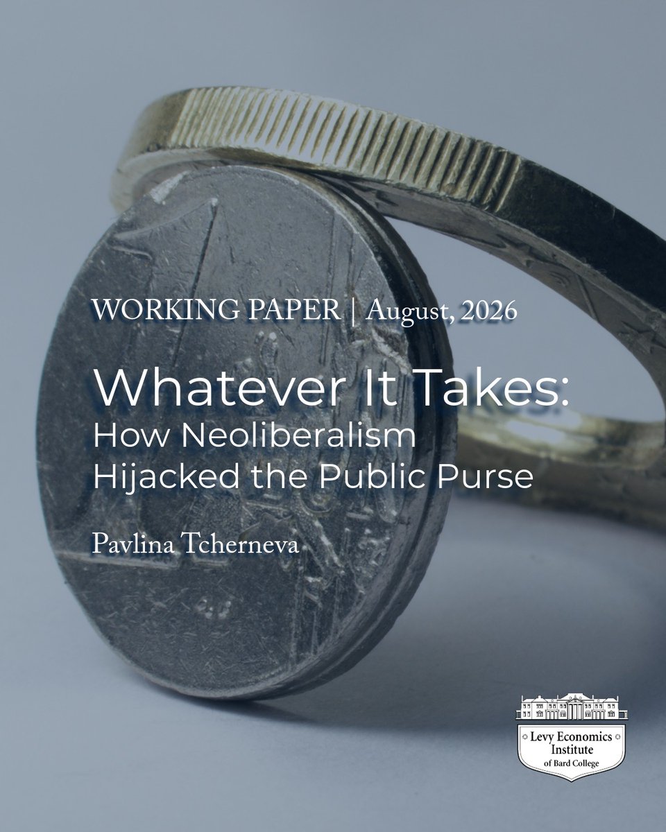 LevyEcon's tweet photo. @PavlinaTcherneva examines how public finance was captured by private interests during the 2008 bailouts, pandemic-era fiscal transfers, and the shift towards industrial policy that followed. 

https://t.co/eQg9zRSKh9

#Neoliberalism #economics #PublicInterest https://t.co/AmAZYsWryS