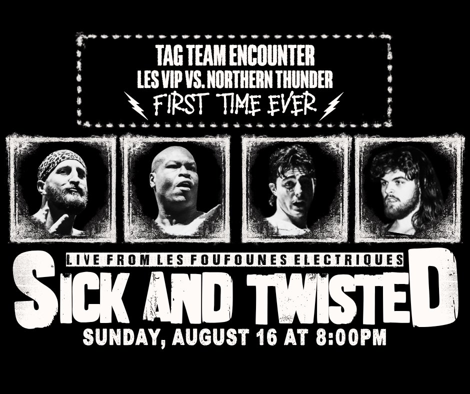 TheBATTLEWAR's tweet photo. It’s been a rough ride for Les VIP since regaining the BATTLEWAR Tag Team Championship and losing them on the exact same night.

They’ll attempt to get back into the winner’s circle on August 16 at @LesFoufs when they face the upstart tandem of Northern Thunder! https://t.co/7RMcBmk7Zn