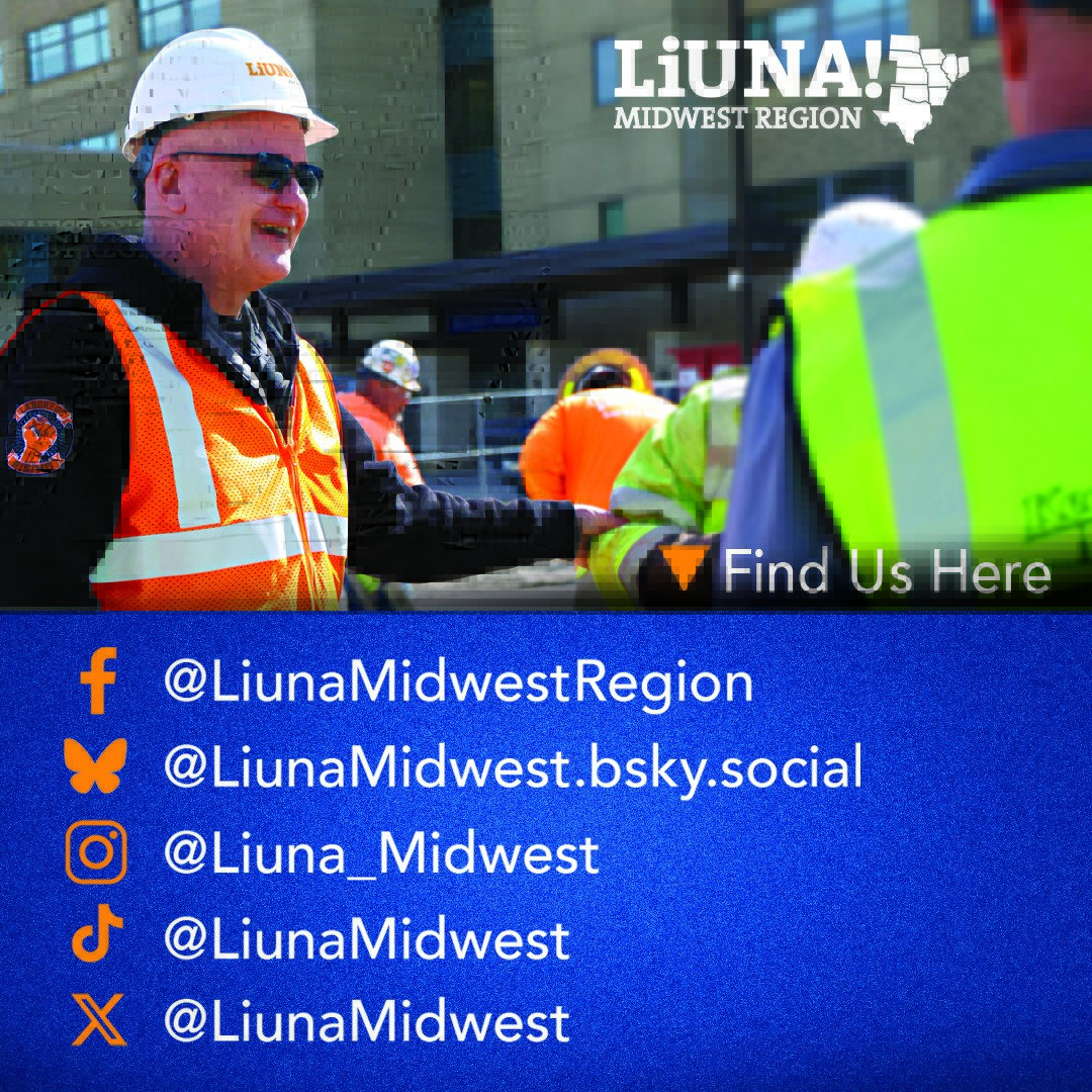 LIUNAmidwest's tweet photo. #LIUNA Midwest Region is easy to find and follow across multiple social media platforms. Make sure you stay up to date with us and never miss a moment by following! Access all of our sites here: https://t.co/sfHwVXaQ1K
#Solidarity #LaborersRising #UnionProud #FeelThePower https://t.co/d4fErLkghD