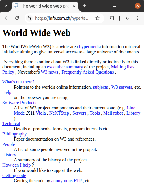nixcraft's tweet photo. The very first website is 35 years old today, and you can still visit it. Wow. Happy birthday to web. Long live web in the age of AI and closed system of 4 apps. hah! https://t.co/bc0dUkGNeP