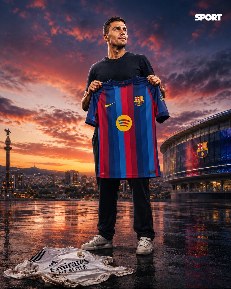 sport's tweet photo. ✅🔵🔴 Rodri da el OK al Barça para negociar su fichaje

El entorno del futbolista comunicó anoche su ruptura con el Madrid y el club blaugrana tiene prioridad: es una operación muy alta económicamente

✍️ Los detalles

https://t.co/h6B5nuUmyC https://t.co/5jojTIOcIe