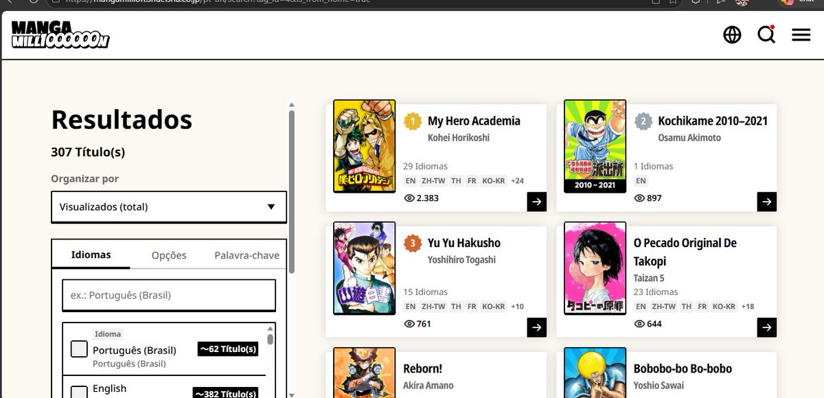 animesinjapan's tweet photo. Melhor notícia do ano? Além do Manga Plus, a Shueisha lançou mais uma alternativa para ler mangás OFICIALMENTE e de GRAÇA!

A MANGA MILLION conta atualmente com 62 títulos em português e 382 em inglês.

One Piece, por exemplo, tem os 108 primeiros capítulos disponíveis em português. 

Diferente do Manga Plus, os capítulos podem ser lidos direto no site e sem limite de graça!

Link nos comentários.