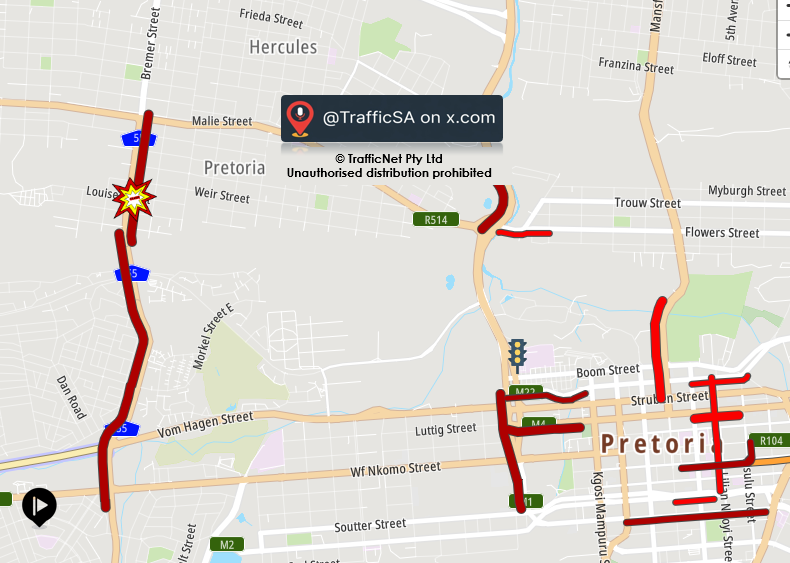 TrafficSA's tweet photo. Pretoria - Daspoort Tunnel https://t.co/OubGbldm8S