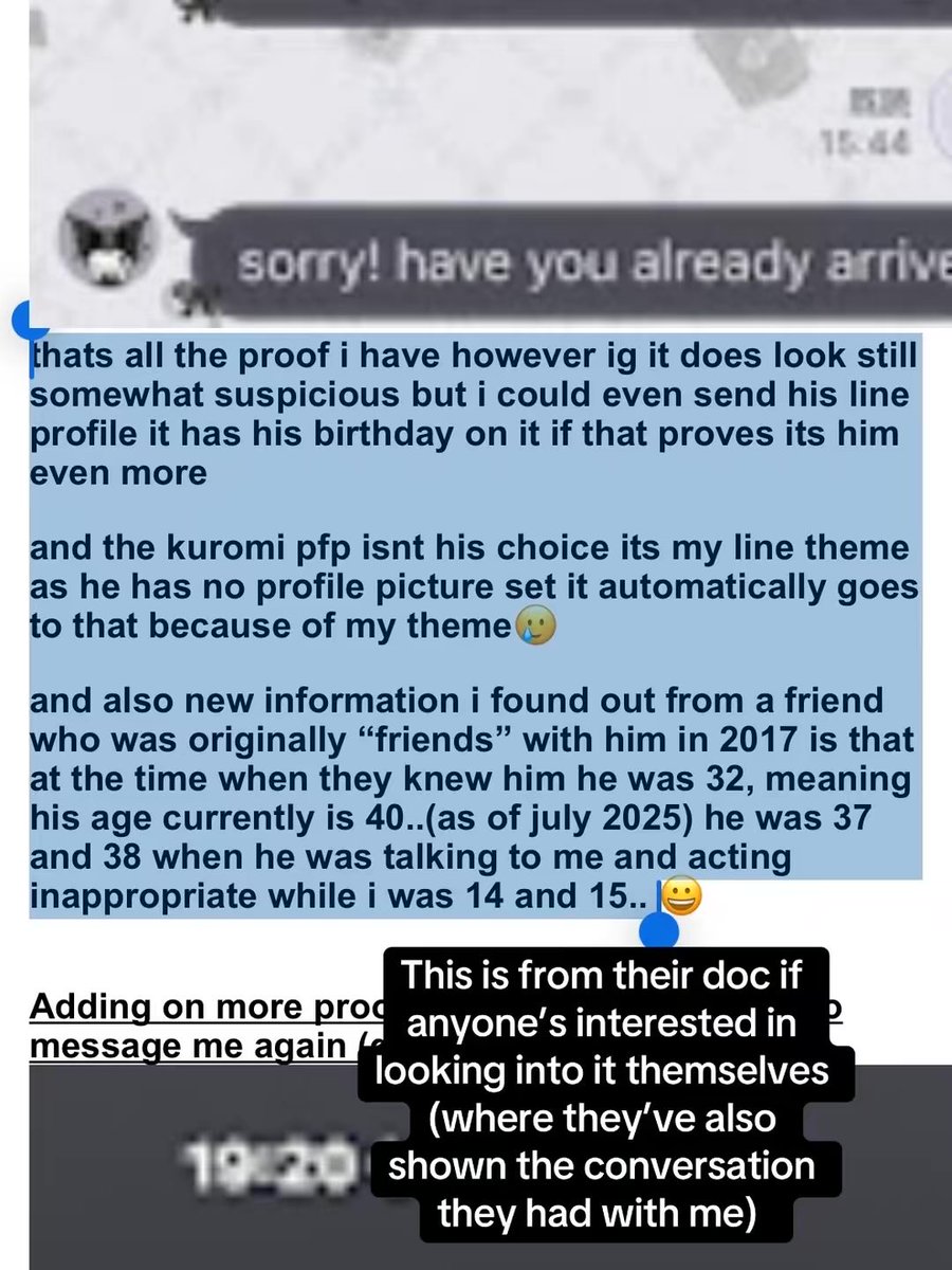 asmokissez's tweet photo. I don’t post here but recently I was given permission to share these on asmodeus’s va, miura ayme. It’s him texting/meeting up with minors and asking to do things (all allegedly) here’s the doc if anyone would like to look into it, there’s dates too. #obeymeshallwedate https://t.co/ahtRlC5aGF