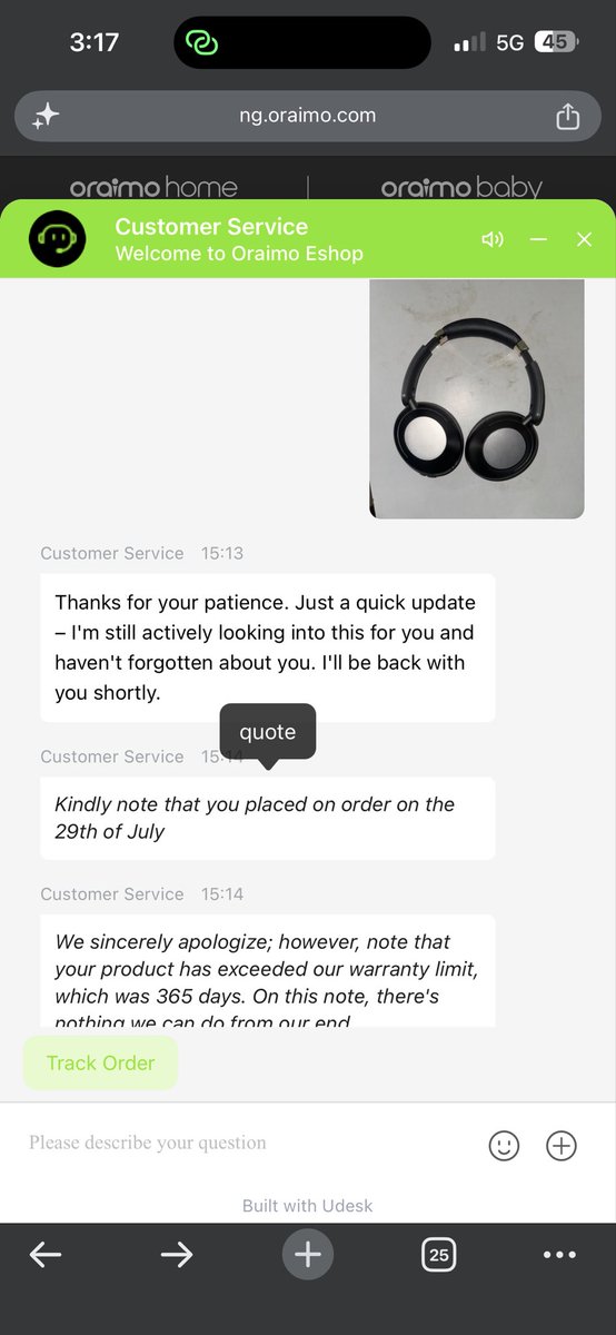 morebugz's tweet photo. @oraimomate Got a Boom Pro headset that became defective in less than a year. Support rejected my claim because they count the warranty from the order date instead of the delivery date. How can a warranty start before the customer even receives the product?? @oraimomate sort this out!! https://t.co/90fqaENNoX