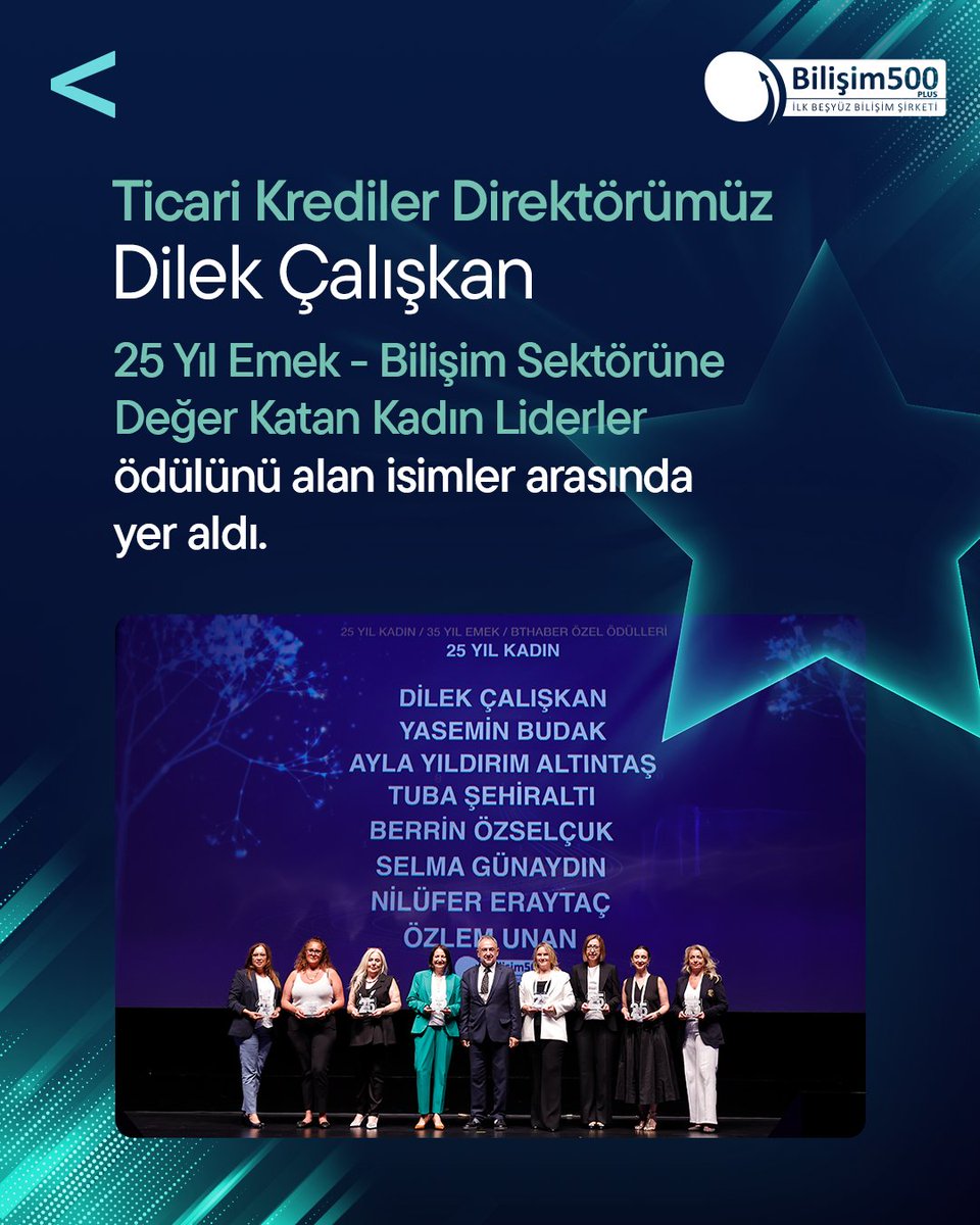 Softtechas's tweet photo. Türkiye’nin en büyük 500 bilişim şirketini genel sıralama ve faaliyet gösterdikleri kategorilere göre değerlendiren Bilişim 500 Araştırması’nın 2026 sonuçlarında, “Yılın Türkiye Merkezli Üretici Yazılım” ve “Yılın Sektörel Yazılım Finans ve Bankacılık” kategorilerinde birincilik elde etmenin mutluluğunu yaşıyoruz. 🥇

Softtech Ticari Krediler Direktörümüz Dilek Çalışkan ise “25 Yıl Emek – Bilişim Sektörüne Değer Katan Kadın Liderler” ödülünü alan isimler arasında yer aldı. ✨

Bu başarıda emeği geçen tüm çalışma arkadaşlarımıza, vizyonumuza ortak olan paydaşlarımıza ve bize güvenen müşterilerimize teşekkür ederiz.

#Bilişim500
