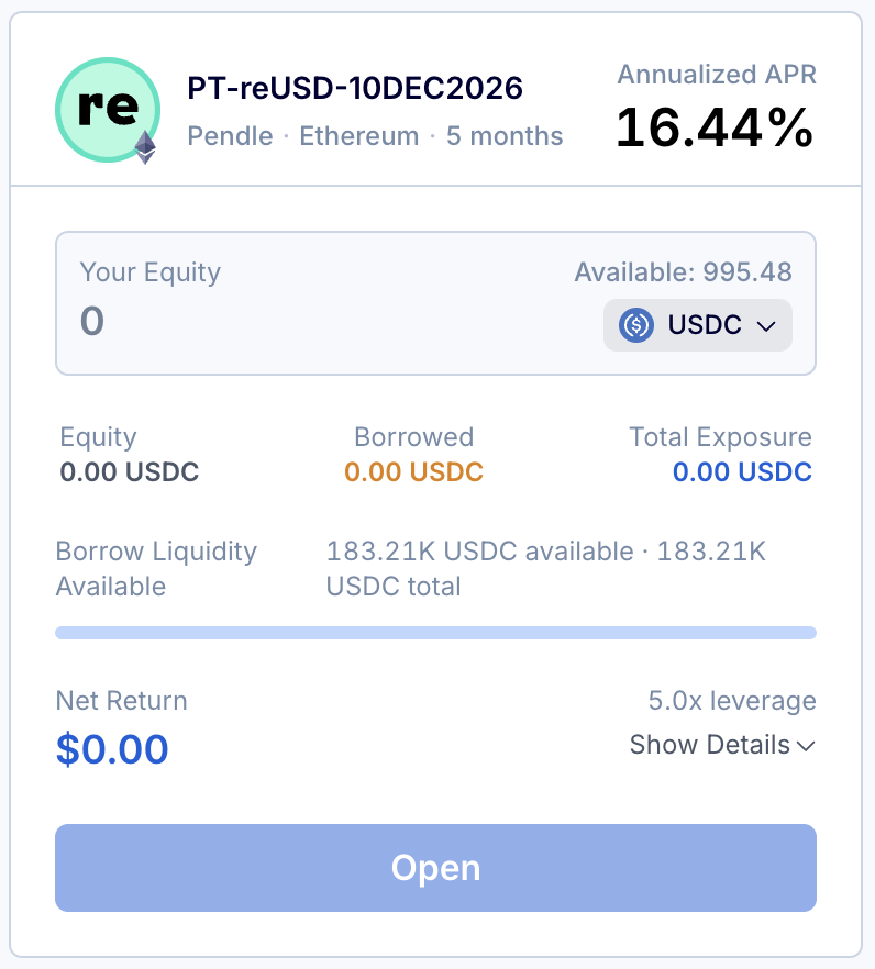 term_labs's tweet photo. $565K matched on Term V2 since Tuesday's launch — most of it one borrower into PT-reUSD.

Still open: 5x fixed-rate loops, matched to PT maturity:
PT-strUSD · 19.74% APR · 395.57K
PT-reUSD · 16.44% APR · 183.21K

Loop in one transaction → https://t.co/aIYrfKt6AC
@tori_finance @re
