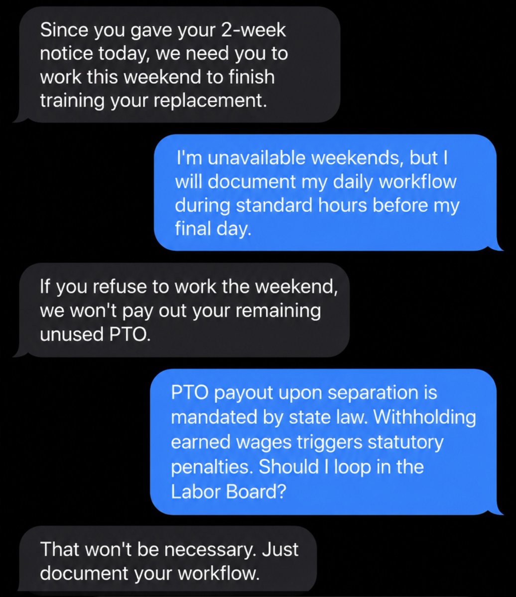 1ssve's tweet photo. Two weeks' notice is a professional courtesy, not a legal requirement. https://t.co/cFO8l1mzsH