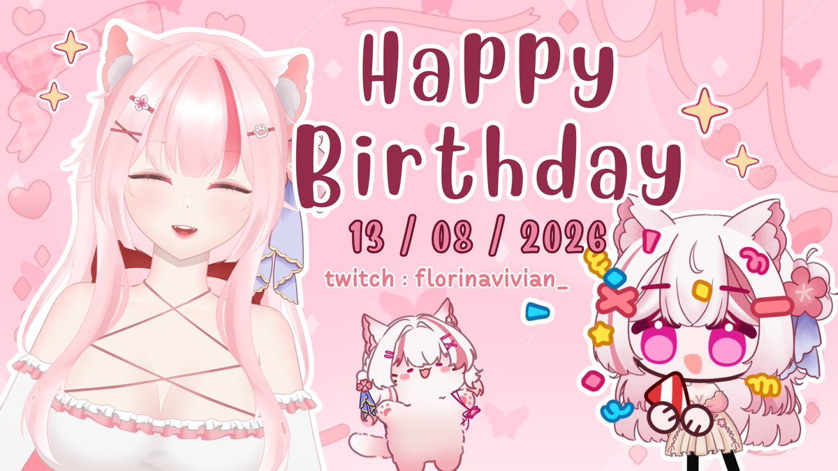 florinavivian_'s tweet photo. [ Happy Birthday Event ]✨
อวยพรวันเกิดวีวี่ : https://t.co/5zwWCLX0od
ขอบคุณทุกคนที่น่ารักกับวีวี่เสมอมา🩷
แล้วมาเจอกันนะคะ 13/08/2026 🤩
#florinavivian_ #VtuberTH https://t.co/p3a3OP05gP