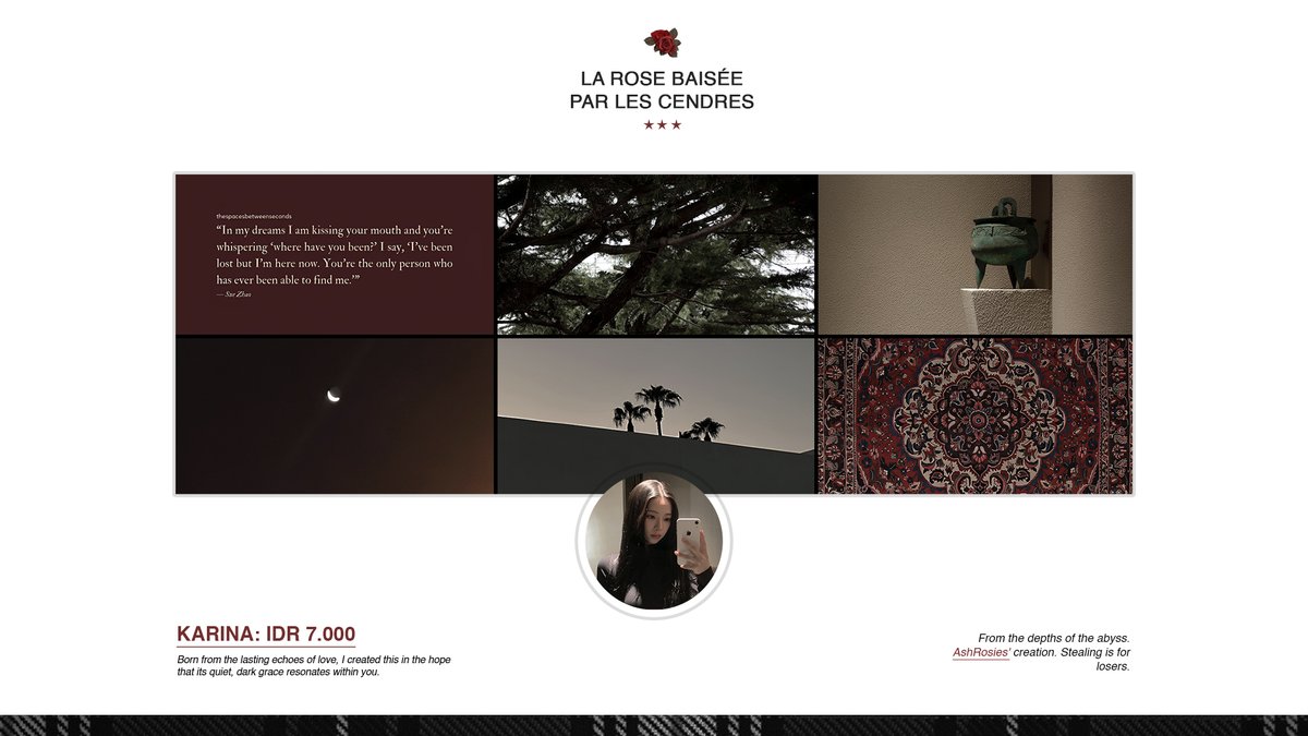 AshRosies's tweet photo. < Reposts are appreciated >
Ready-made layout from Inferno in #DarkMode: 𝗮𝗲𝘀𝗽𝗮. You will receive the PFP in JPNG formats. Get yours, loves! ♥︎
; #bealanja https://t.co/NKn3WPNxFT