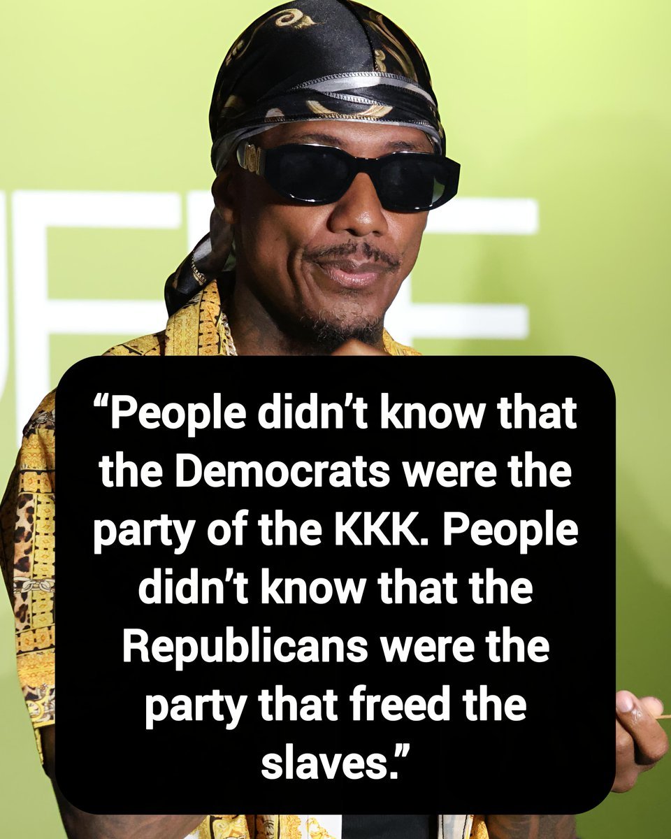 MA_GA_Q's tweet photo. Nick Cannon: “People didn’t know that the Democrats were the party of the KKK. People didn’t know that the Republicans were the party that freed the slaves.”

Thoughts? https://t.co/A2OXsbWfdQ