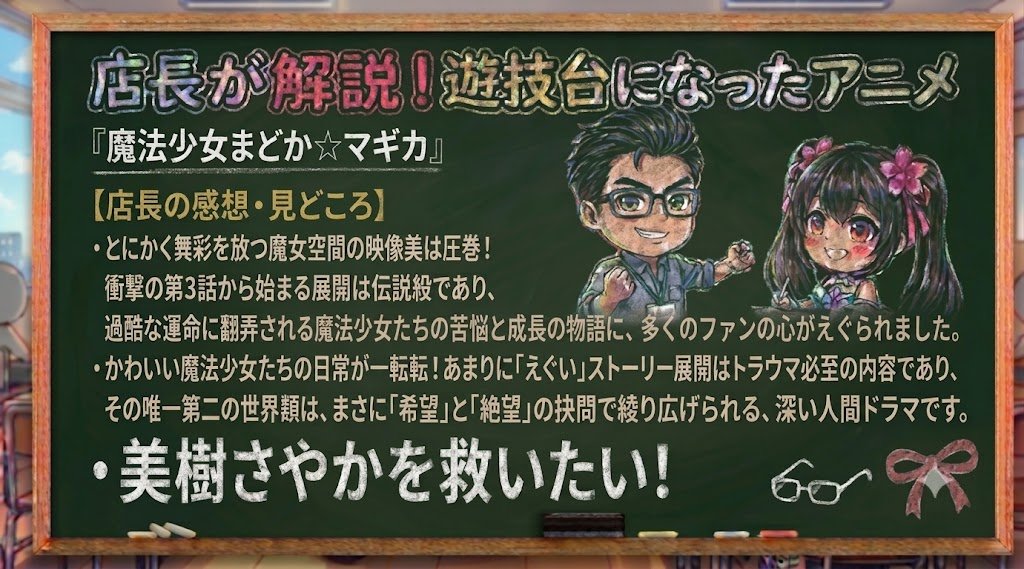 abc_twin_oshi's tweet photo. 👓️「今日から新連載🎊遊技台になったアニメを解説するぞ！」
🎀「わーい😆初回のテーマは？」
👓️「今回は『まどマギ』🪄アニメを見てない方のために概要を解説していくよ📝」
🎀「かわいい見た目に騙されちゃダメなやつだ…🫢楽しみ！」 https://t.co/eLAwTifwSZ