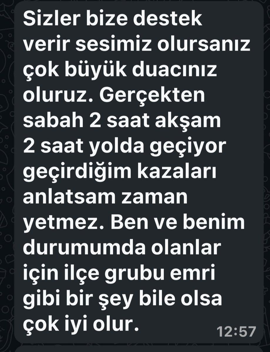 Nihal_Albayrak_'s tweet photo. Her gün 4 saat yol, her gün kaza riski…

Bu bir tercih değil, zorunluluk; bu bir tayin değil, mağduriyettir!

50 km ve üzeri yol giden öğretmenler için ilçe grubu emri uygulanmalıdır.
@SendikasizSen
@tcmeb @Yusuf__Tekin
#İlİçiMazereteİlçeGrubuEmri https://t.co/mip7H9hmoj