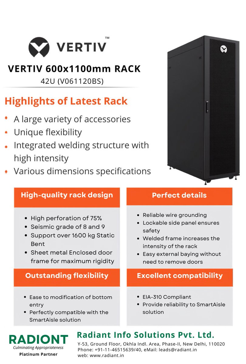 Radiant_in's tweet photo. Secure Your IT Infrastructure with the Vertiv 42U Network Rack!
๐ https://t.co/E19loKbSQw
๐ง leads@radiant.in
#Vertiv #ServerRack #NetworkRack #DataCenter #ITInfrastructure #ServerCabinet #RackSolutions #EnterpriseIT #SmartAisle #CableManagement #ITSolutions #Radiant https://t.co/XQWAaVk5SG