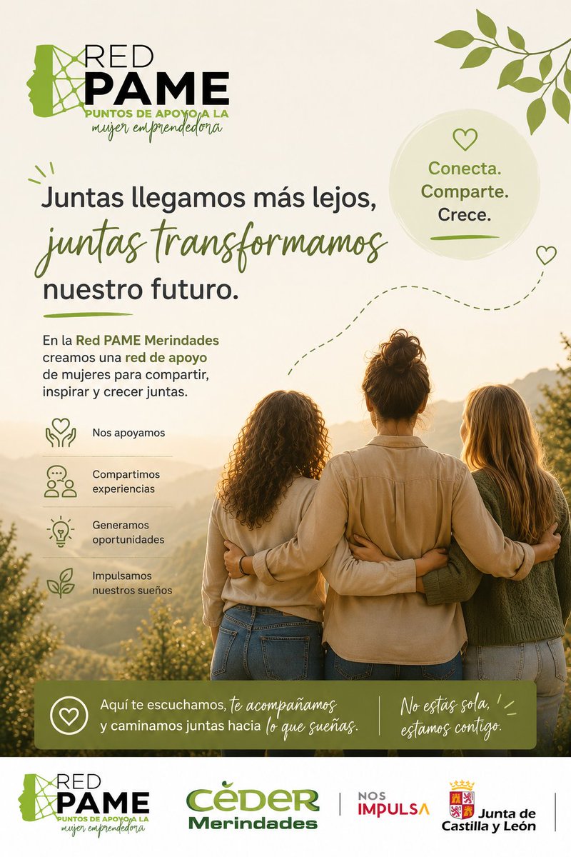 CEDERmerindades's tweet photo. 🌿 𝑵𝒊𝒏𝒈ú𝒏 𝒄𝒂𝒎𝒊𝒏𝒐 𝒆𝒔 𝒎á𝒔 𝒇á𝒄𝒊𝒍 𝒄𝒖𝒂𝒏𝒅𝒐 𝒔𝒆 𝒓𝒆𝒄𝒐𝒓𝒓𝒆 𝒆𝒏 𝒔𝒐𝒍𝒆𝒅𝒂𝒅. 𝑱𝒖𝒏𝒕𝒂𝒔, 𝒍𝒍𝒆𝒈𝒂𝒎𝒐𝒔 𝒎á𝒔 𝒍𝒆𝒋𝒐𝒔.
#RedPAME #Merindades #CEDERMerindades #MujeresQueInspiran #JuntasSomosMásFuertes #EmpoderamientoFemenino #RedDeApoyo https://t.co/IHAQZAO0Su
