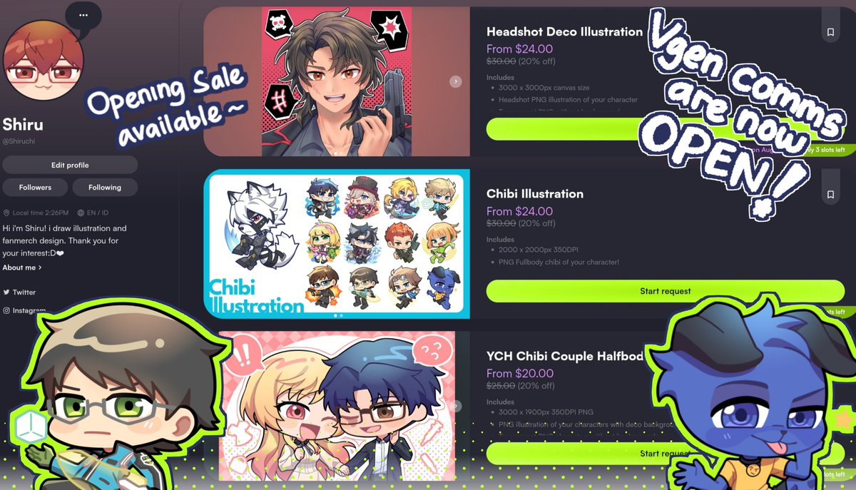 shiruchi13's tweet photo. My vgen comms are now open! opening sales are available with limited slots:D
Shares are appreciated, thank you so much🫶!! 🔗↓
#Vgencommission #Commissionopen https://t.co/71kJhKOelz
