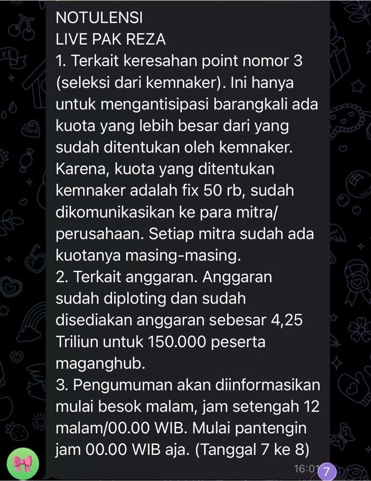miozamoult's tweet photo. pengumuman lolos maganghub tgl 7 lalu onboarding tgl 10 aja udah mepet bgt, lah ini ternyata announcementnya di jam 00:00 malem pergantian ke tgl 8 😭😭😭 gak kebayang tmn-tmn rantau yg hrs pesen akomodasi dan ngekos 🥲 https://t.co/Apfo87ell5