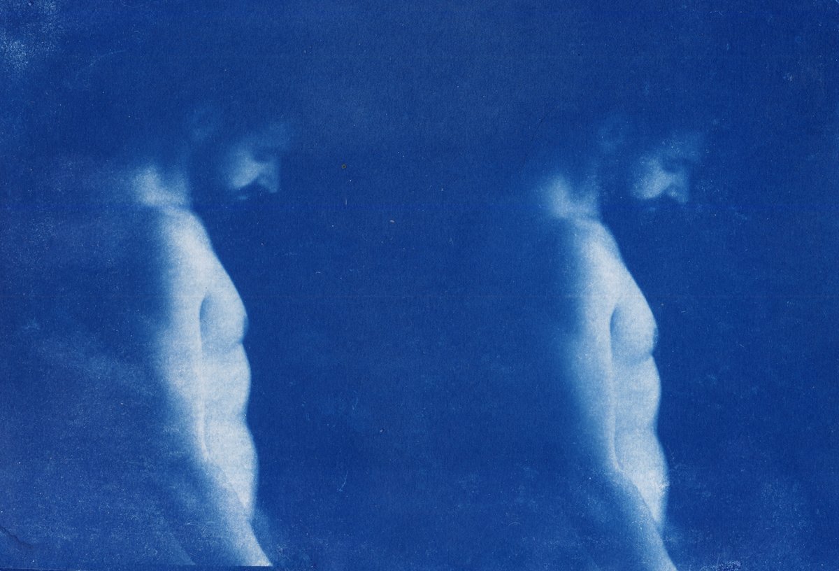 DanielClauzier's tweet photo. Double nu masculin de profil, cyanotype sur papier, 2019 (tirage 2026) https://t.co/Nwf1gyhA6e