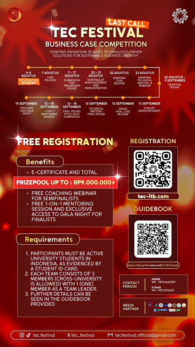 tec_festival's tweet photo. LAST DAY for registration!!!

#TECFestival2026 #BCC https://t.co/HbS0grx4Cl