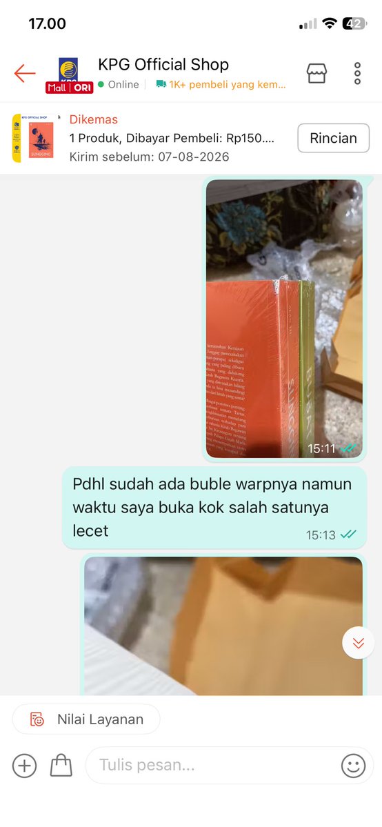 KOPIKAP_11's tweet photo. Baru kali ini ngeretur paket karena sudah jenuh bbrp paket buku yang tiba hari ini penyok dan lecet semua. Paket terakhir Novel Alan TH Bubat dan Sungging berttd PO dari bulan kemarin datang, dan yaps gitu juga dan harus beli ulang arghh😭😭untung admin responsif. @penerbitkpg https://t.co/ms8Q8bmDxN