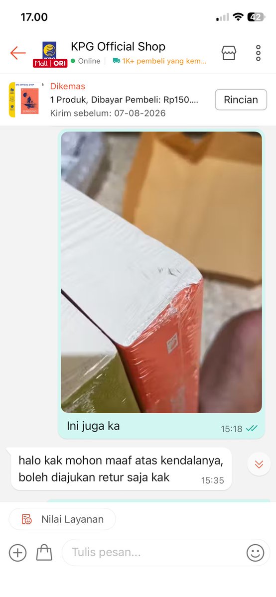 KOPIKAP_11's tweet photo. Baru kali ini ngeretur paket karena sudah jenuh bbrp paket buku yang tiba hari ini penyok dan lecet semua. Paket terakhir Novel Alan TH Bubat dan Sungging berttd PO dari bulan kemarin datang, dan yaps gitu juga dan harus beli ulang arghh😭😭untung admin responsif. @penerbitkpg https://t.co/ms8Q8bmDxN