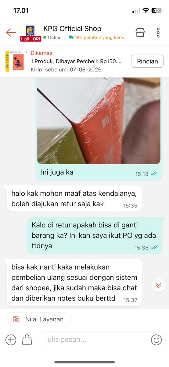 KOPIKAP_11's tweet photo. Baru kali ini ngeretur paket karena sudah jenuh bbrp paket buku yang tiba hari ini penyok dan lecet semua. Paket terakhir Novel Alan TH Bubat dan Sungging berttd PO dari bulan kemarin datang, dan yaps gitu juga dan harus beli ulang arghh😭😭untung admin responsif. @penerbitkpg https://t.co/ms8Q8bmDxN