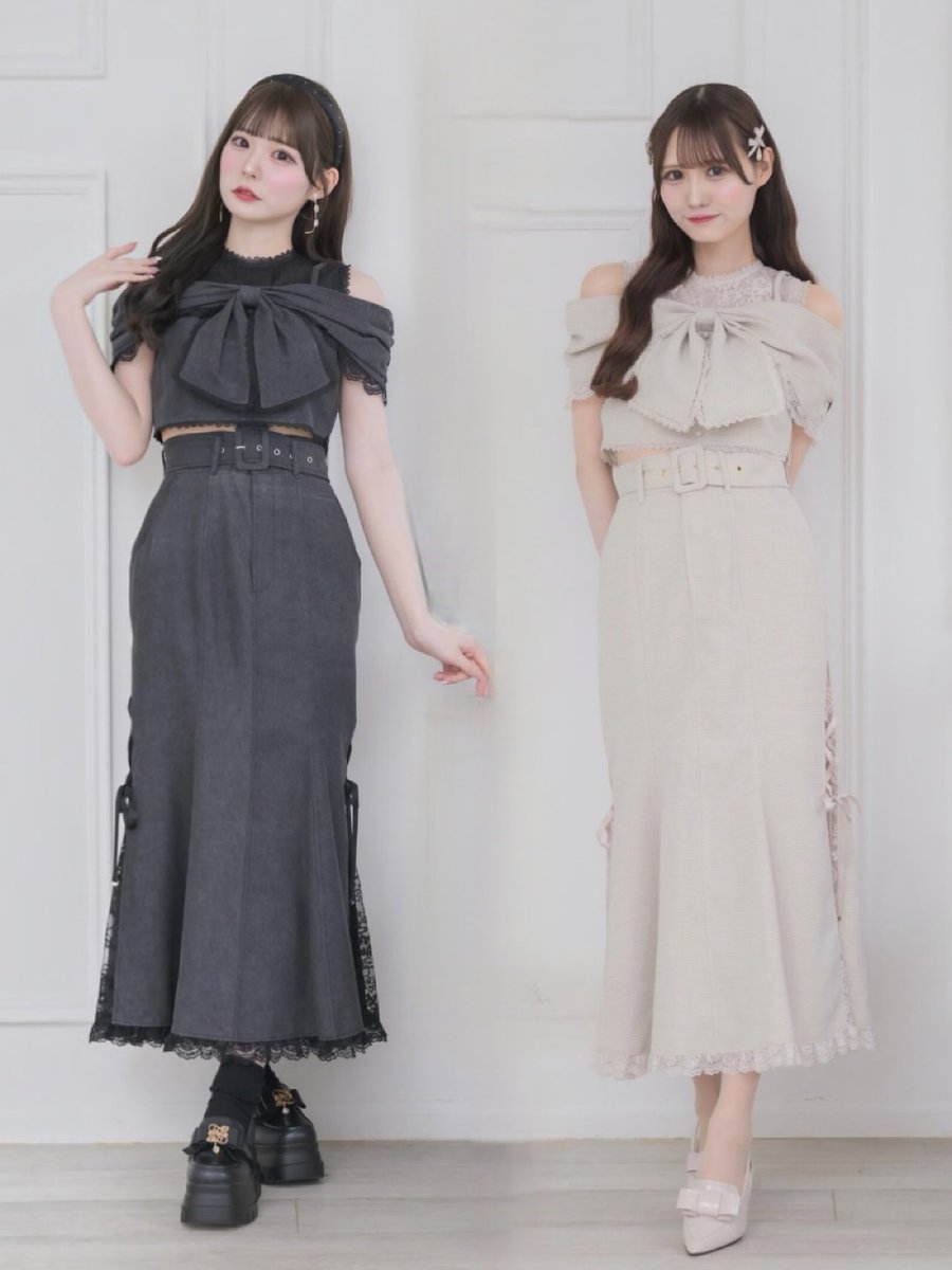 m.me.eme ロージーシフォンオフショルベアトップス、マーメイド