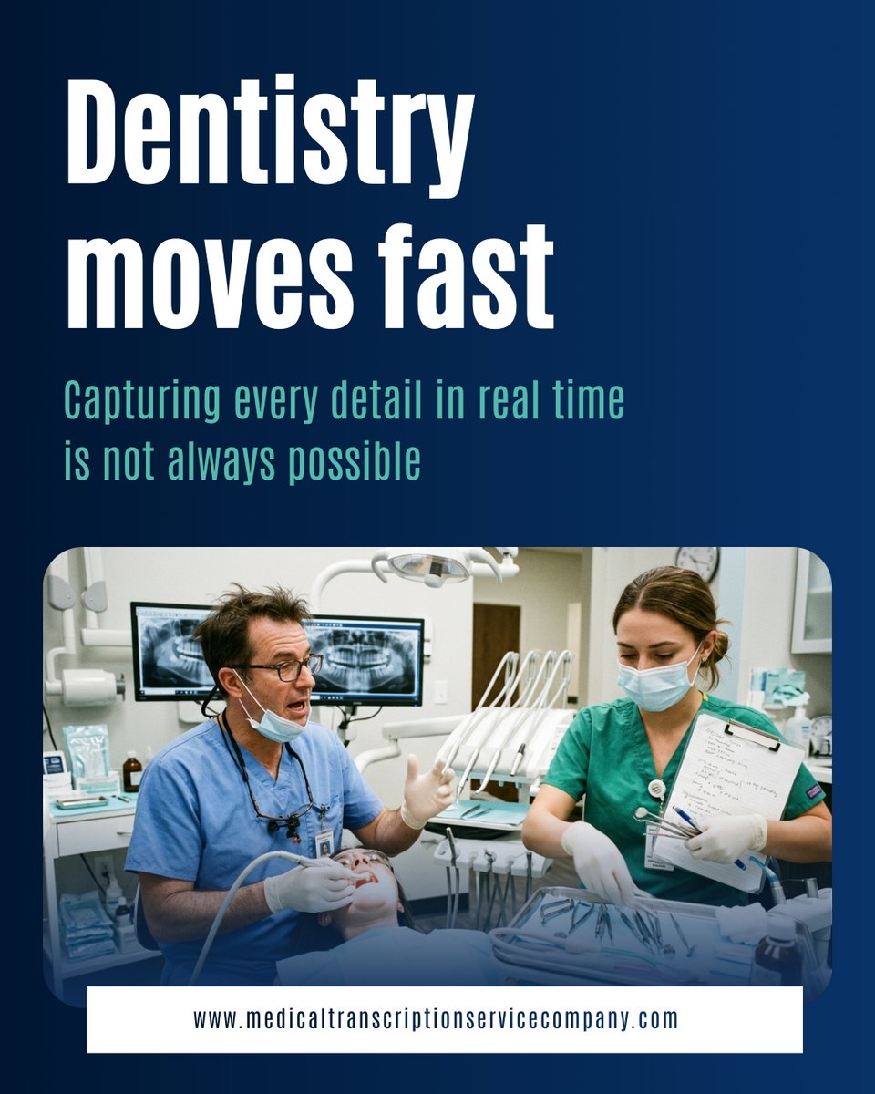 MedTranscript_'s tweet photo. Dental work moves quickly, but documentation still needs to be precise.
#Dentistrytranscriptionservices from MTS help turn spoken notes into clear, structured records that are easy to review and use.
How would clearer records improve your daily workflow?
#DentalTranscription https://t.co/lOS4IsUBos