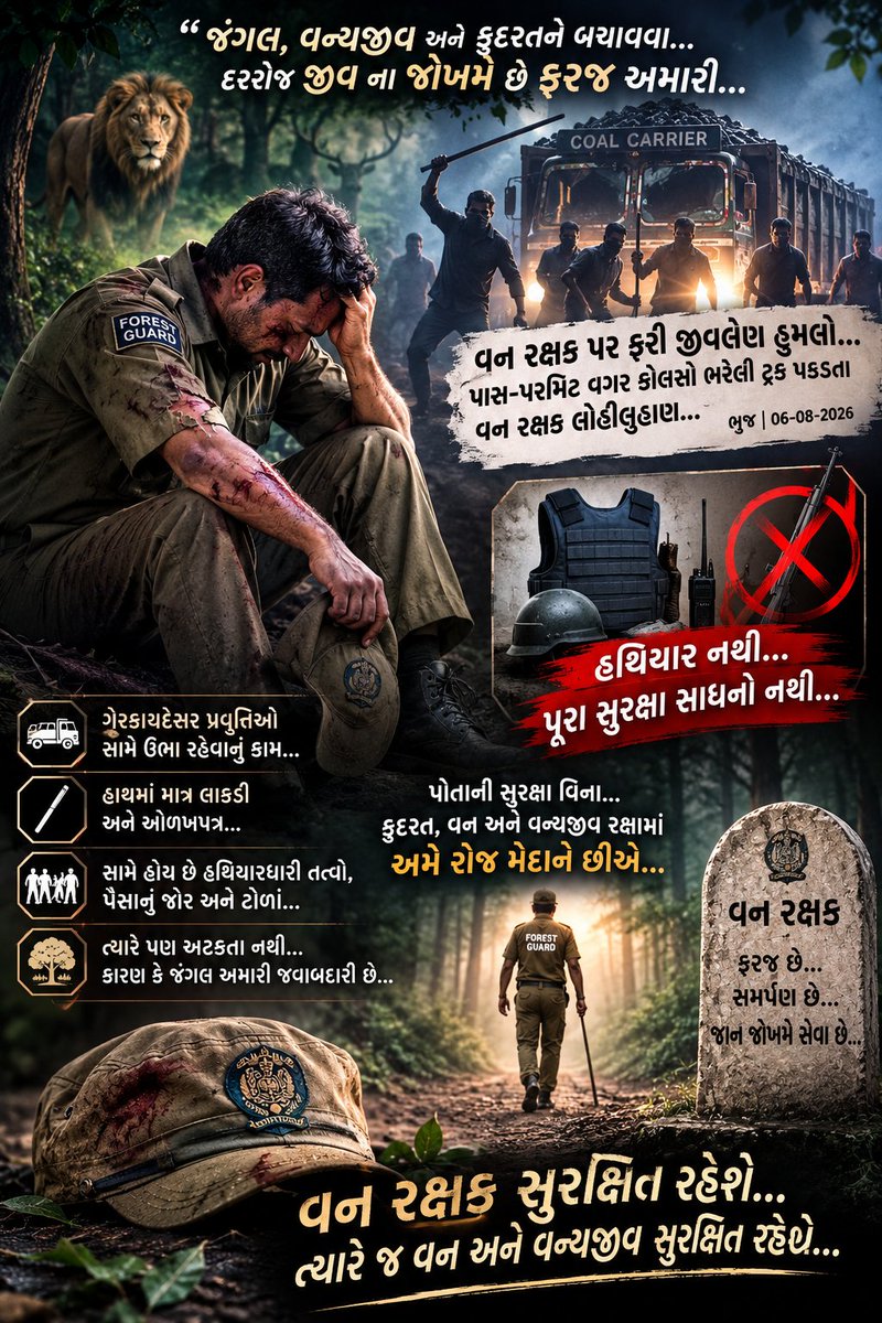 Pramukhvanrak's tweet photo. તાજેતર મા જ કચ્છ માં સરકારી કચેરી માં આવી કોલસામાફિયા દ્વારા ફરજ પર ના વનરક્ષક પર જીવલેણ હુમલો કરી તેમનો જીવ લેવાનો પ્રયત્ન કરવામાં આવ્યો છે આ હુમલો વનરક્ષક ઉપર નહીં પણ સમગ્ર વહીવટીતંત્ર ઉપર હુમલા સમાન છે મંડળ ની @collectorkut ને આવા ખનિજ માફિયા વિરુદ્ધ કડક પગલા લેવા વિનતિ છે https://t.co/D5TNdDIIOc