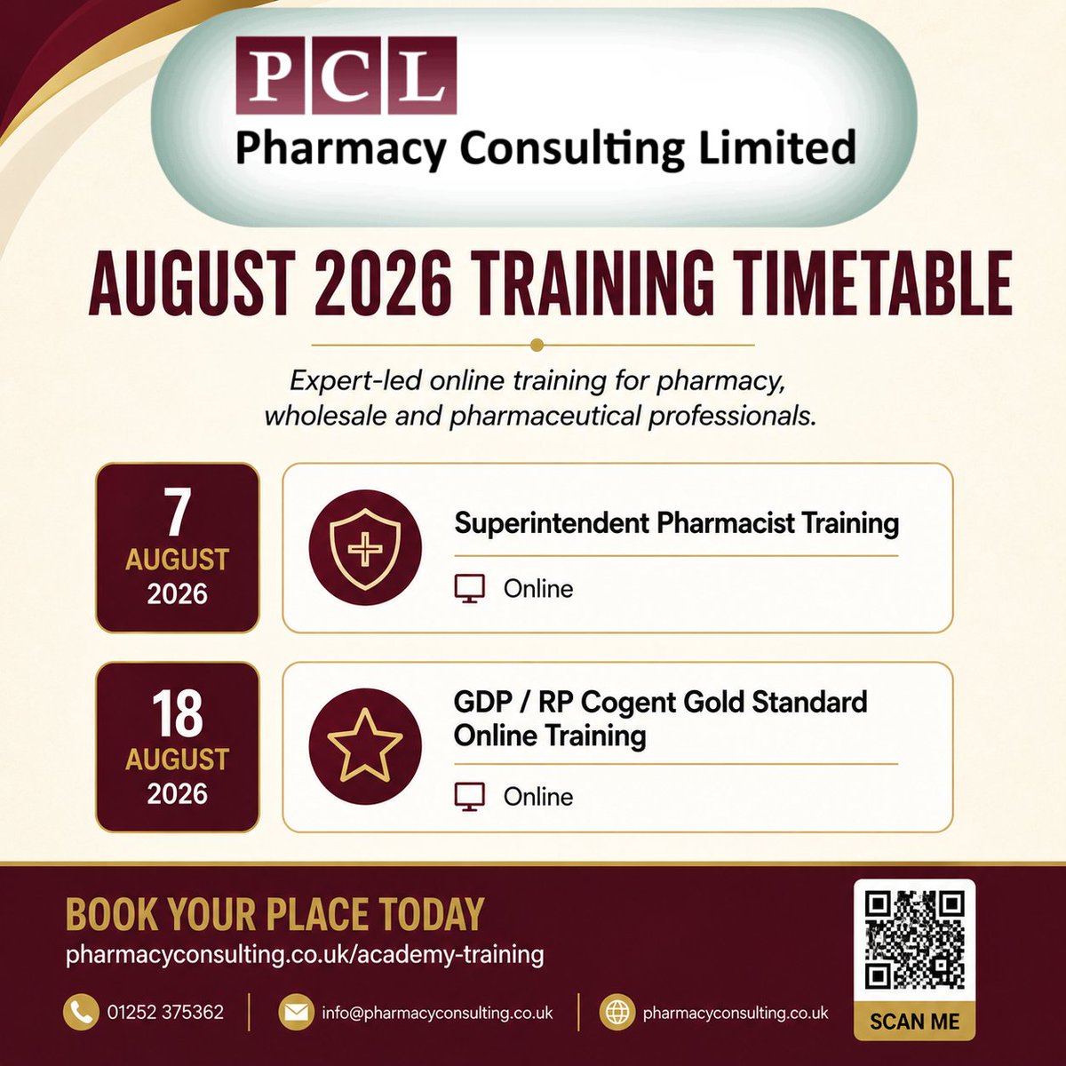 PharmacyConLTD's tweet photo. Book your place today:
https://t.co/pFfigmiWhO⁠
Pharmacy Consulting Limited
01252 375362
info@pharmacyconsulting.co.uk
https://t.co/nYHh0UKI6x
#PharmacyConsulting #PharmacyTraining #SuperintendentPharmacist #CogentGoldStandard #ResponsiblePerson https://t.co/BKWOC1GAqI