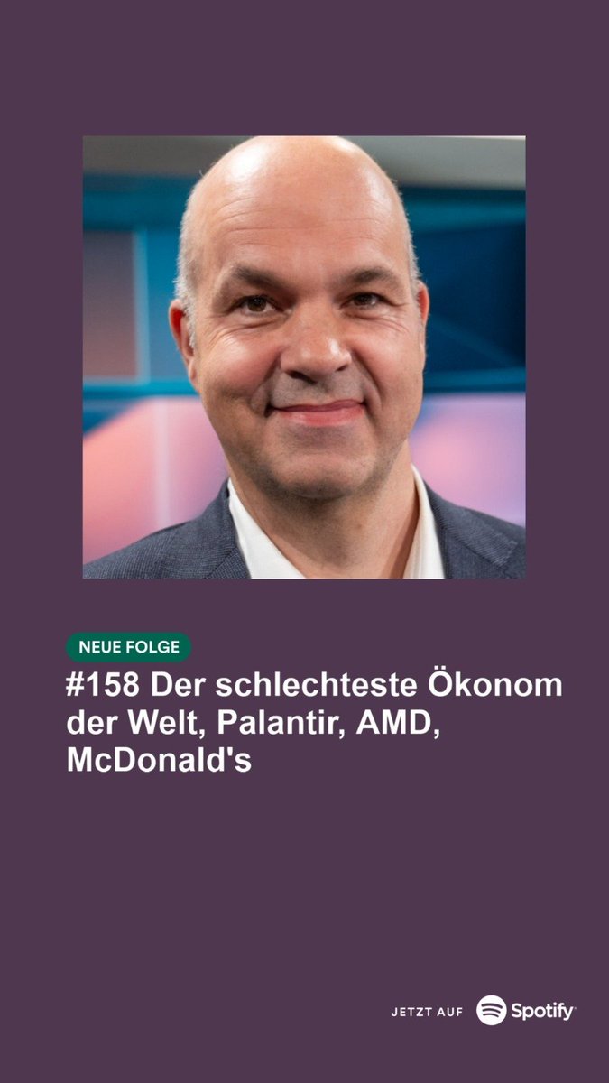 Techaktien1's tweet photo. Podcast-Folge 158 "Buy High. Sell Low."
Der schlechteste Ökonom der Welt, Palantir, AMD, McDonald's 🍔🍟. Podcast abonnieren damit Palantir ein neues Allzeithoch knackt.
Spotify
https://t.co/Ul96u3ojN7
YouTube
https://t.co/DY4EOI9O16
Apple Podcast
https://t.co/CMFyHFwMUF
$PLTR $AMD $MCD