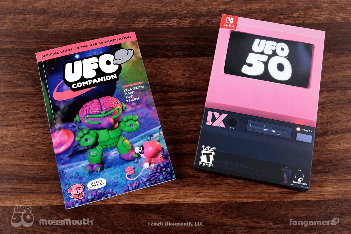 MaxDucks2001's tweet photo. @mrpyo1 UFO 50 Physical Deluxe edition with a whole ass guidebook styled like Nintendo Power is arriving in my mail tomorrow. Can’t wait. Return to physical media. Fuck Sony. (Also, buy UFO 50, it’s by the guys that made Spelunky.) https://t.co/wCKXRwvwcC