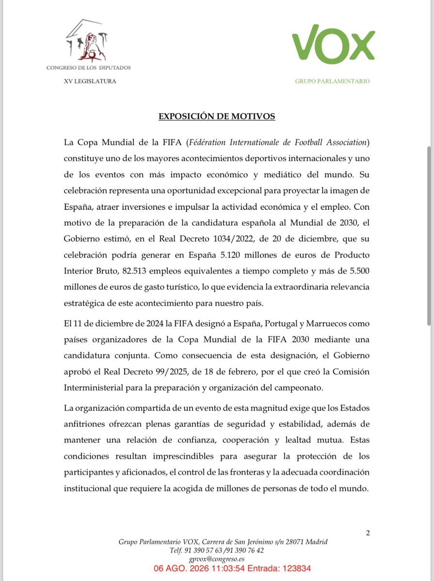 Pepa_Millan's tweet photo. Hemos registrado una iniciativa en el Congreso de los Diputados instando a la exclusión de Marruecos como organizador del Mundial 2030. 

Ni una humillación más a España. https://t.co/FyR1nnmB7y