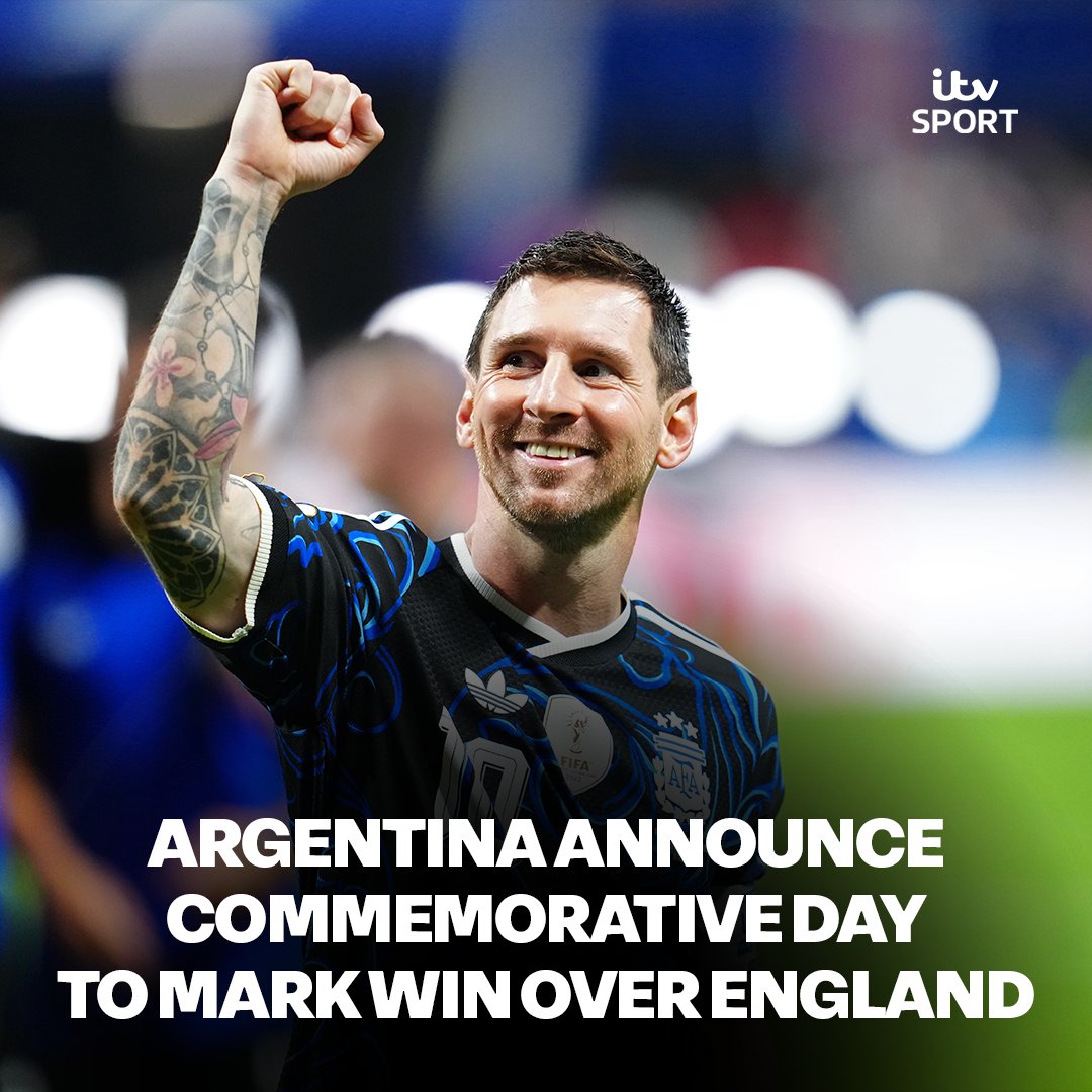 itvfootball's tweet photo. The Argentine FA has announced a National Football Teams Day to mark Argentina's victory over England at the 2026 World Cup 🇦🇷

The commemorative day will be celebrated on 15th July, the day the fixture was played https://t.co/MtqLYE48PH