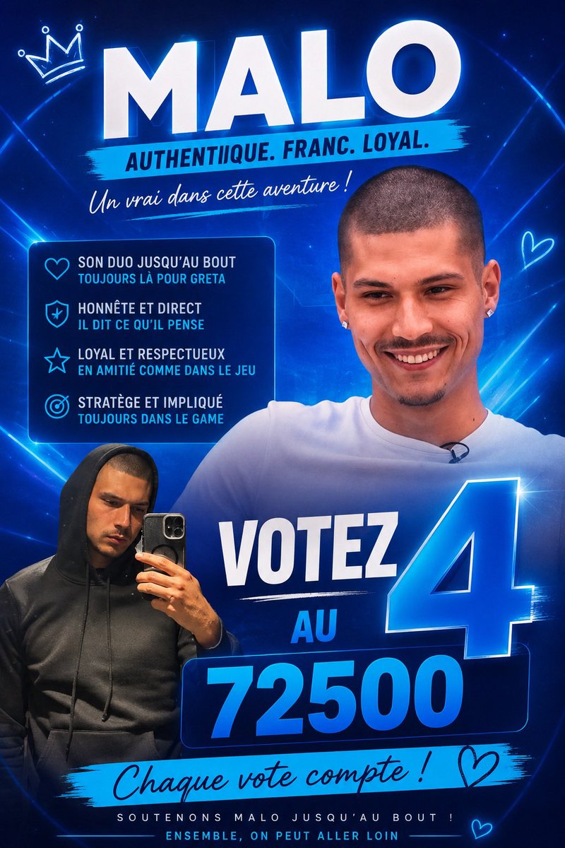 LittleReality0's tweet photo. Bon les gars, c'est chaud pour Malo ! Donc on vote à fond 4 au 72500.

J'ai entendu dire qu'il va faire sa demande en mariage dans Secret en demi final si il reste ! 😂 LÂCHEZ UN VOTE ! 

#SecretStory https://t.co/Nod6s1Y7RY