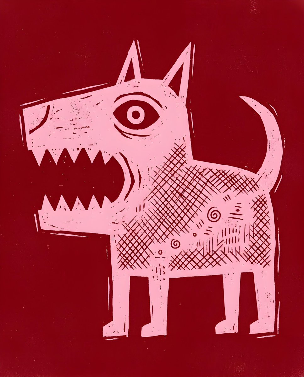 Primitive Stencil Dog Illustration