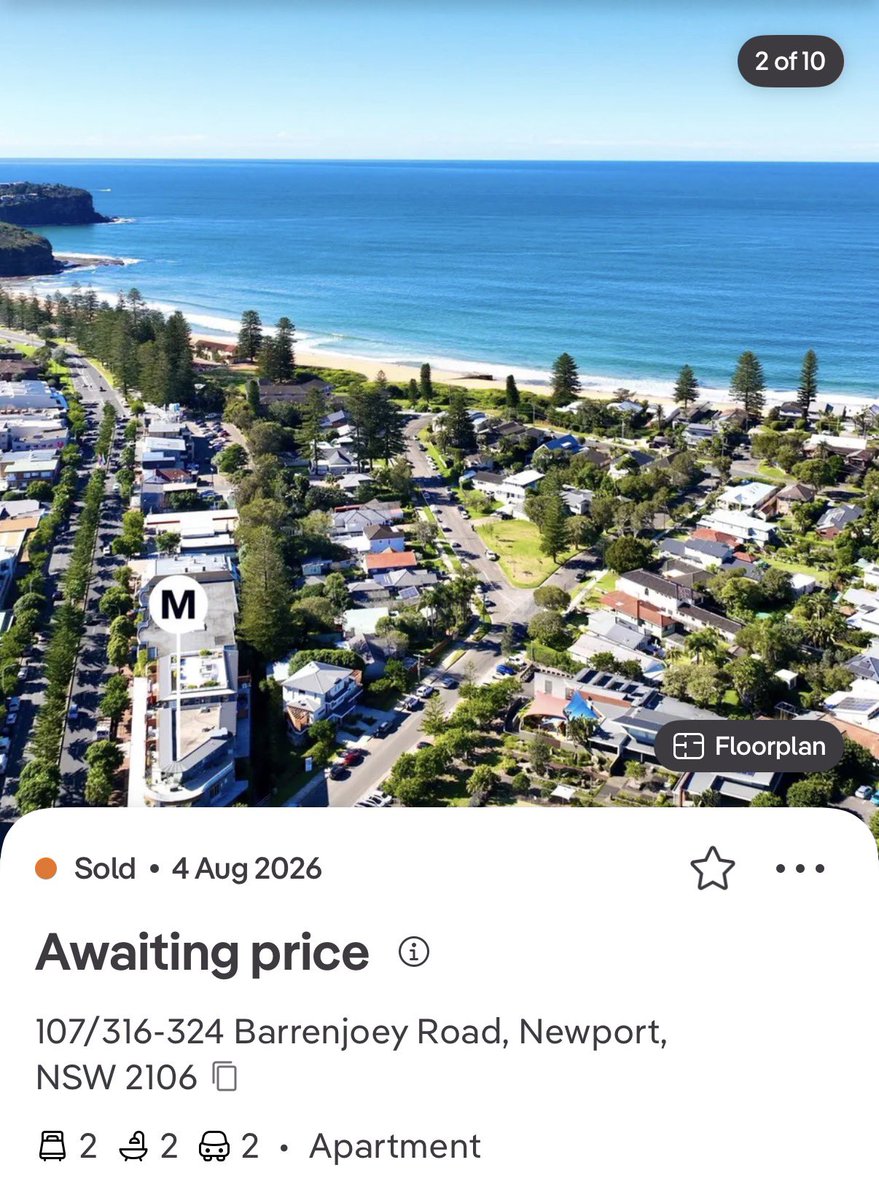 888666MM's tweet photo. @samstrades The drop has already occurred. For example a 2 bed beachside apartment in Newport (Sydney’s Northern Beaches) sold for $1,675,000 in October 2023.

It has just sold again in August 2026 for $1,200,000.

That’s a $475,000 decline (-28.4%) in less than 3 years. https://t.co/z0SF7aLD14