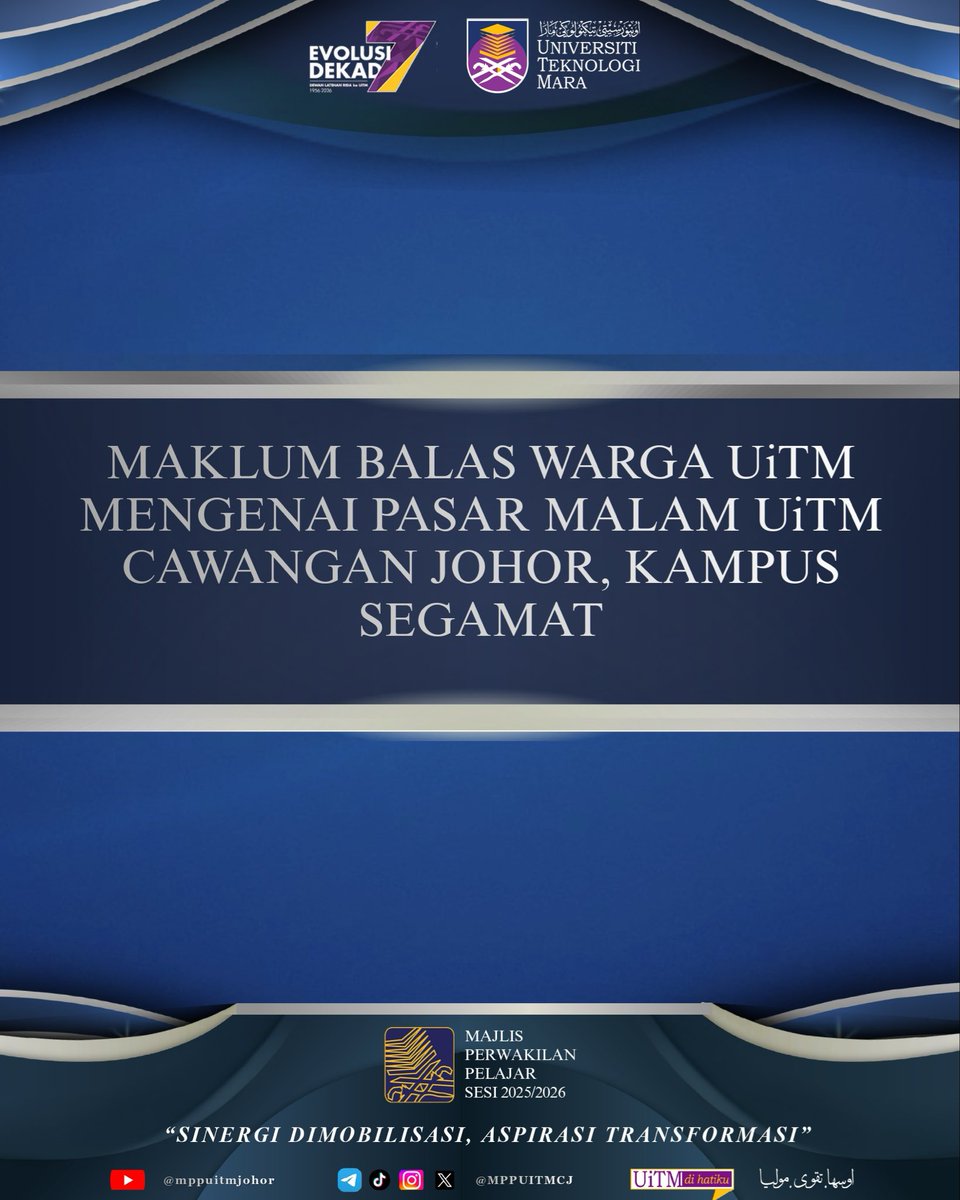 mppuitmcj's tweet photo. MAKLUM BALAS WARGA UiTM MENGENAI PASAR MALAM UiTM CAWANGAN JOHOR, KAMPUS SEGAMAT https://t.co/5qUBWvJajD