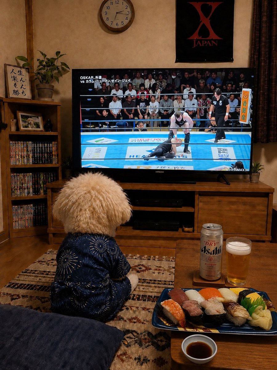 WNgu21's tweet photo. チャットGPTでつくってみた
わんこの日常②

今日は、暑かった

プロレスを見ながら
夕飯を食べる

明日もまた、がんばろう

#わんこ
#G1CLIMAX36
#njpwworld
#njpw https://t.co/m6DBocMDiU