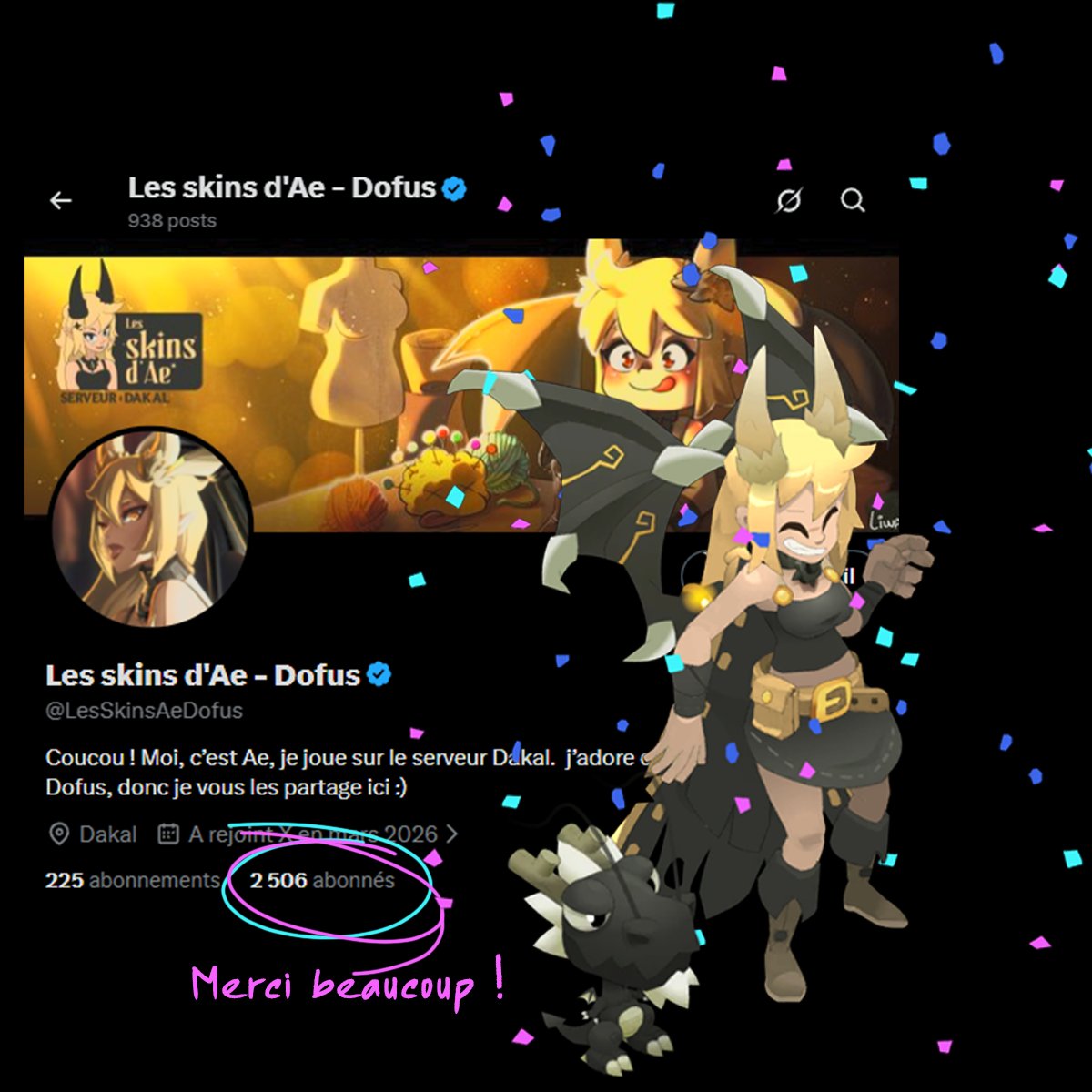 LesSkinsAeDofus's tweet photo. Merci encore à toutes et à tous ! Nous sommes déjà 2 500, merci pour votre soutien ! ❤️ ☺️ https://t.co/l1C7BErUtQ