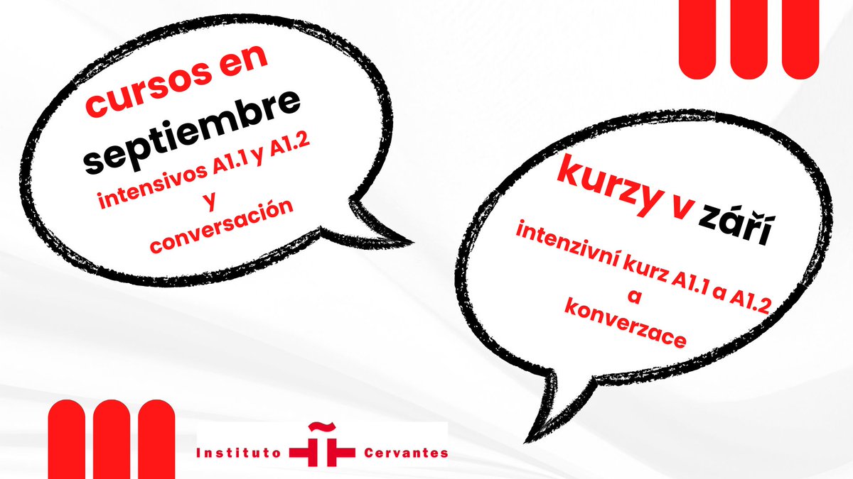 ICPraga's tweet photo. Zářijové kurzy španělštiny
30hodinové intenzivní kurzy úrovně A1
https://t.co/BIAikWfm0R
12hodinové konverzační kurzy https://t.co/BIAikWfm0R
Pokud se přihlásíte do středy 19. srpna, můžete využít 15% slevu z ceny kurzu. https://t.co/I48Aw9GafK